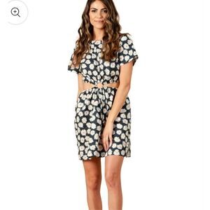 Lucca CARNATION CUTOUT MINI DRESS-BLACK DAISY 100% cotton size S